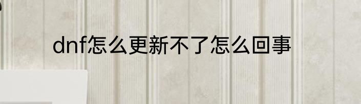 dnf怎么更新不了怎么回事