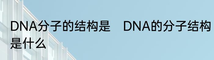 DNA分子的结构是　DNA的分子结构是什么