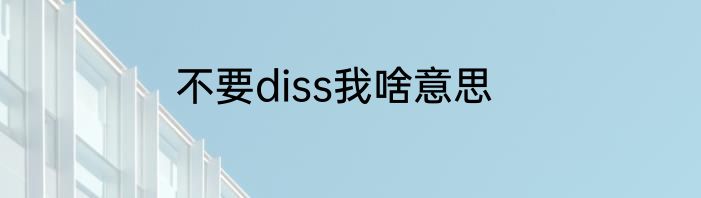 不要diss我啥意思
