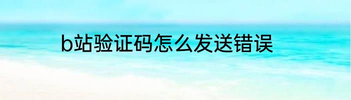 b站验证码怎么发送错误