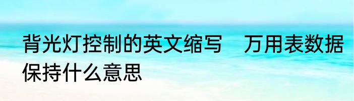 背光灯控制的英文缩写　万用表数据保持什么意思