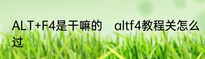 ALT+F4是干嘛的　altf4教程关怎么过