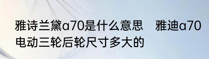雅诗兰黛a70是什么意思　雅迪a70电动三轮后轮尺寸多大的