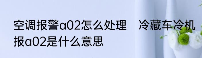 空调报警a02怎么处理　冷藏车冷机报a02是什么意思