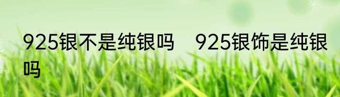 925银不是纯银吗　925银饰是纯银吗