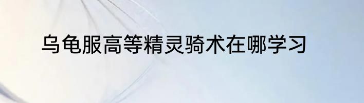 乌龟服高等精灵骑术在哪学习