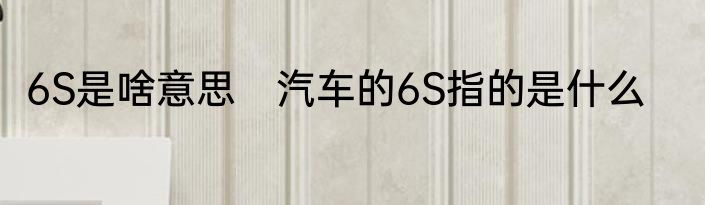 6S是啥意思　汽车的6S指的是什么