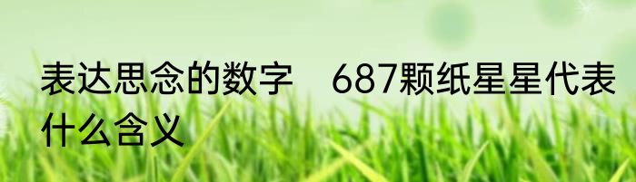 表达思念的数字　687颗纸星星代表什么含义