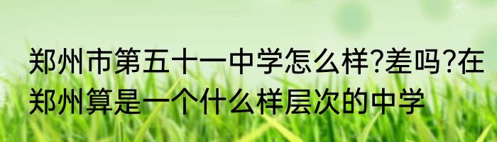 郑州市第五十一中学怎么样?差吗?在郑州算是一个什么样层次的中学