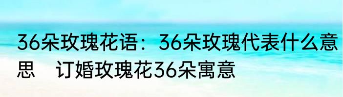 36朵玫瑰花语：36朵玫瑰代表什么意思　订婚玫瑰花36朵寓意