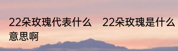 22朵玫瑰代表什么　22朵玫瑰是什么意思啊
