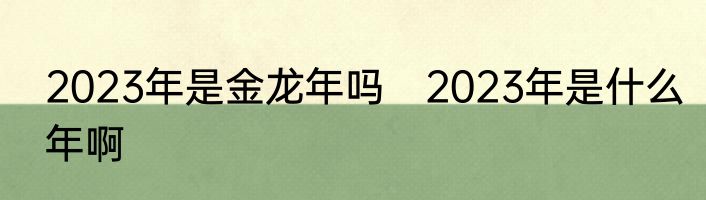 2023年是金龙年吗　2023年是什么年啊