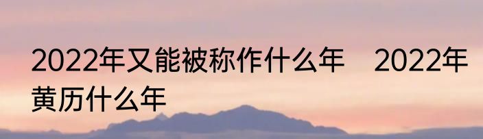 2022年又能被称作什么年　2022年黄历什么年