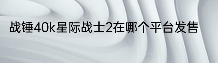 战锤40k星际战士2在哪个平台发售