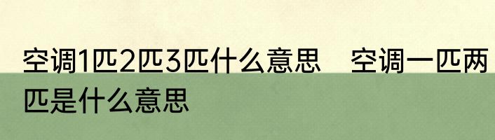 空调1匹2匹3匹什么意思　空调一匹两匹是什么意思