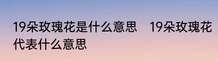 19朵玫瑰花是什么意思　19朵玫瑰花代表什么意思