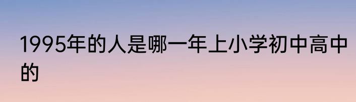 1995年的人是哪一年上小学初中高中的