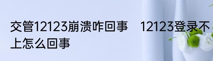 交管12123崩溃咋回事　12123登录不上怎么回事