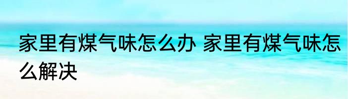 家里有煤气味怎么办 家里有煤气味怎么解决