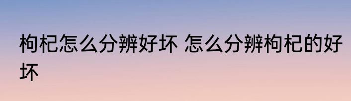 枸杞怎么分辨好坏 怎么分辨枸杞的好坏