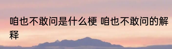 咱也不敢问是什么梗 咱也不敢问的解释