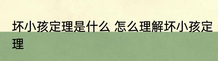 坏小孩定理是什么 怎么理解坏小孩定理