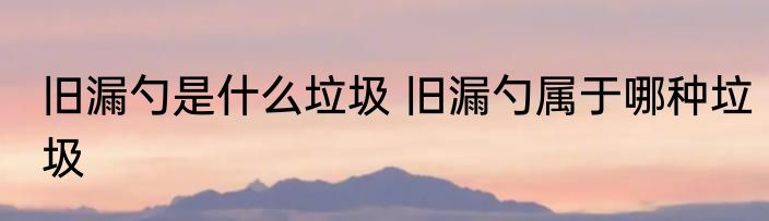 旧漏勺是什么垃圾 旧漏勺属于哪种垃圾