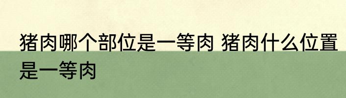 猪肉哪个部位是一等肉 猪肉什么位置是一等肉