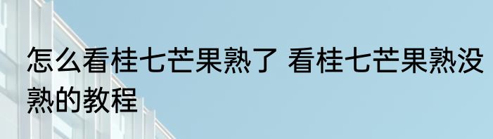 怎么看桂七芒果熟了 看桂七芒果熟没熟的教程