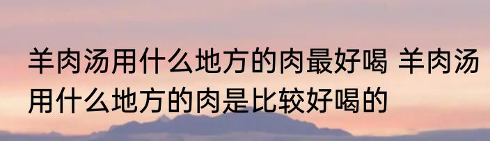 羊肉汤用什么地方的肉最好喝 羊肉汤用什么地方的肉是比较好喝的