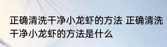 正确清洗干净小龙虾的方法 正确清洗干净小龙虾的方法是什么
