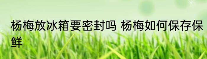 杨梅放冰箱要密封吗 杨梅如何保存保鲜