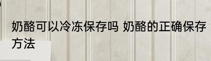 奶酪可以冷冻保存吗 奶酪的正确保存方法