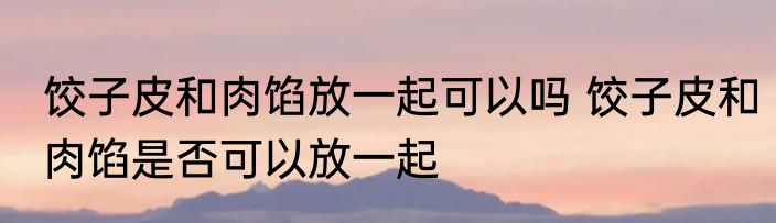 饺子皮和肉馅放一起可以吗 饺子皮和肉馅是否可以放一起