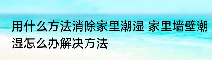 用什么方法消除家里潮湿 家里墙壁潮湿怎么办解决方法