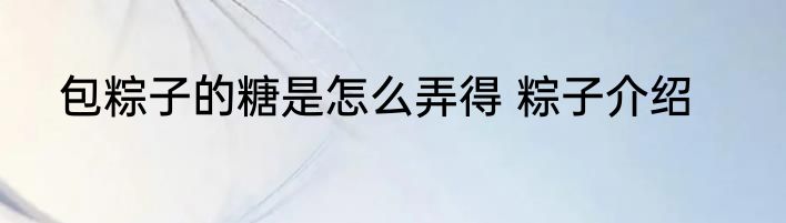 包粽子的糖是怎么弄得 粽子介绍