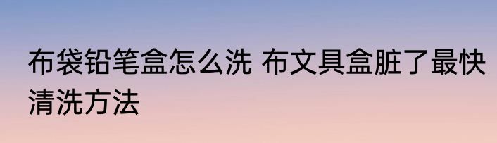 布袋铅笔盒怎么洗 布文具盒脏了最快清洗方法