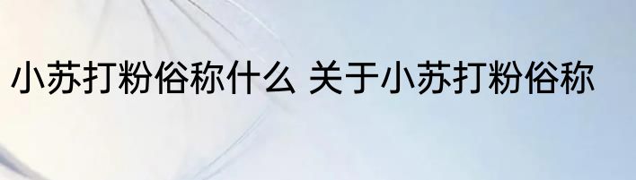 小苏打粉俗称什么 关于小苏打粉俗称