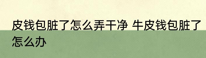 皮钱包脏了怎么弄干净 牛皮钱包脏了怎么办