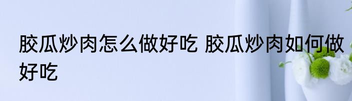胶瓜炒肉怎么做好吃 胶瓜炒肉如何做好吃