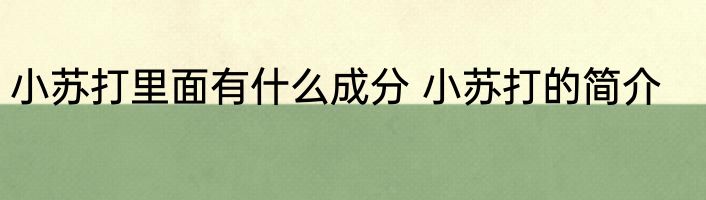小苏打里面有什么成分 小苏打的简介