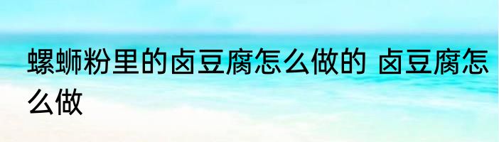 螺蛳粉里的卤豆腐怎么做的 卤豆腐怎么做