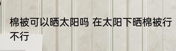棉被可以晒太阳吗 在太阳下晒棉被行不行
