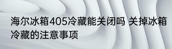海尔冰箱405冷藏能关闭吗 关掉冰箱冷藏的注意事项