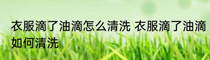 衣服滴了油滴怎么清洗 衣服滴了油滴如何清洗