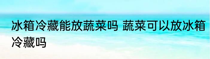 冰箱冷藏能放蔬菜吗 蔬菜可以放冰箱冷藏吗