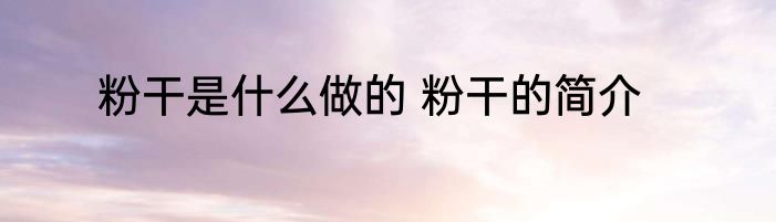 粉干是什么做的 粉干的简介