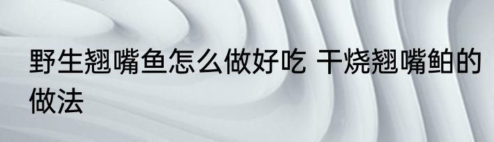 野生翘嘴鱼怎么做好吃 干烧翘嘴鲌的做法