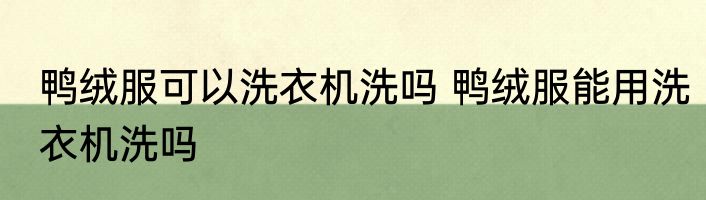 鸭绒服可以洗衣机洗吗 鸭绒服能用洗衣机洗吗
