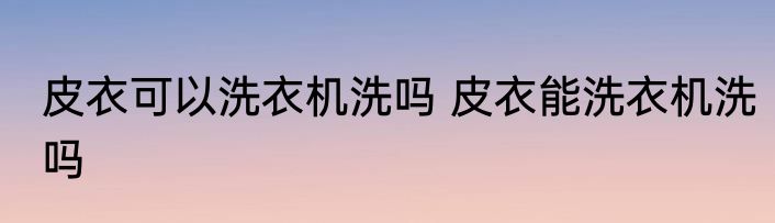 皮衣可以洗衣机洗吗 皮衣能洗衣机洗吗